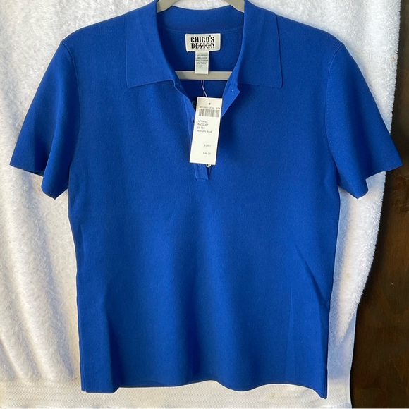 Chico’s Design Apparel Racquet Short Sleeve Tee Keegan Blue; NWT; M/8 - Picture 3 of 12